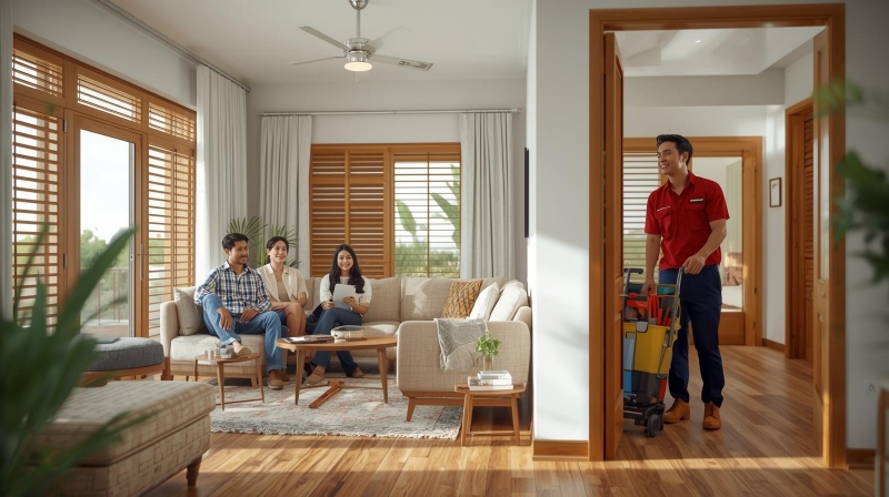 Keluarga merasa aman setelah teknisi profesional memberikan layanan pembasmi Hama Kayu Gresik.